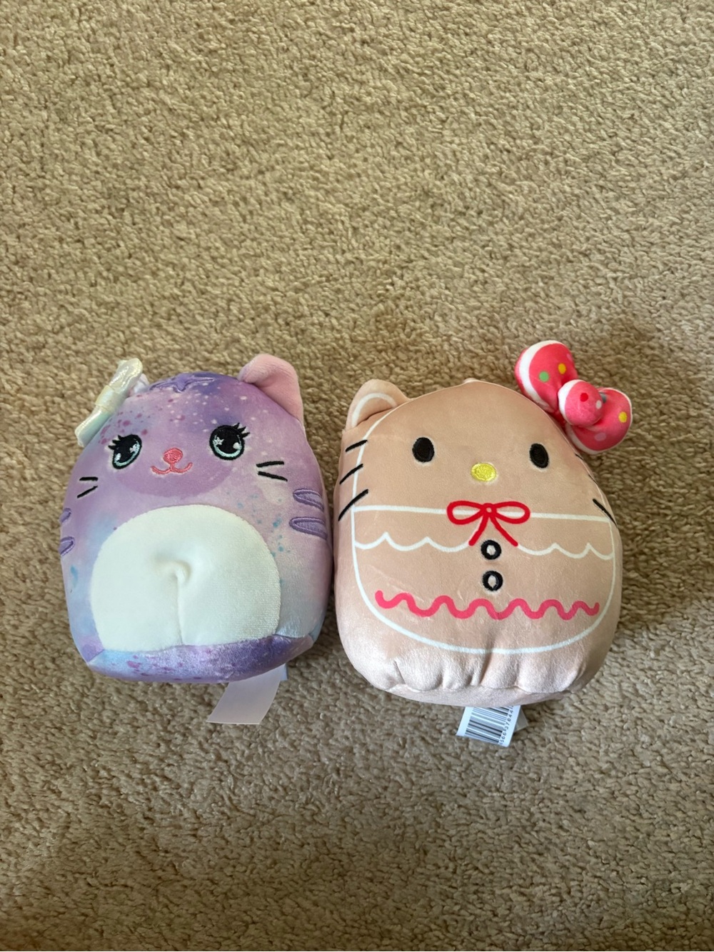Squishmallows Purple Galaxy Cat & Pink Bow Cat Plush Pair